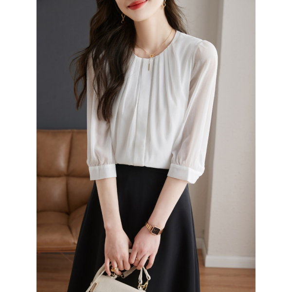 Spring Women's Three Quarter Sleeve Chiffon Shirt - Image 4