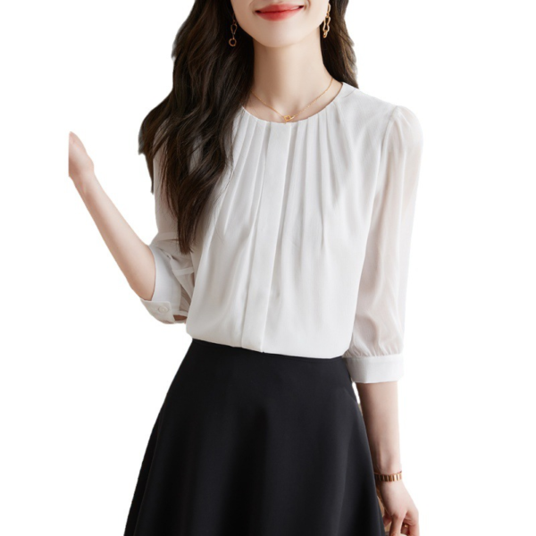 Spring Women's Three Quarter Sleeve Chiffon Shirt - Image 5