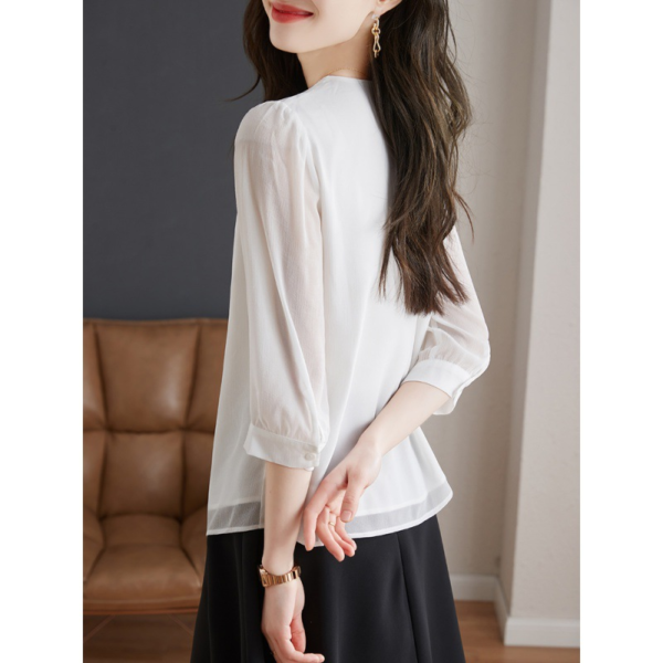 Spring Women's Three Quarter Sleeve Chiffon Shirt - Image 3