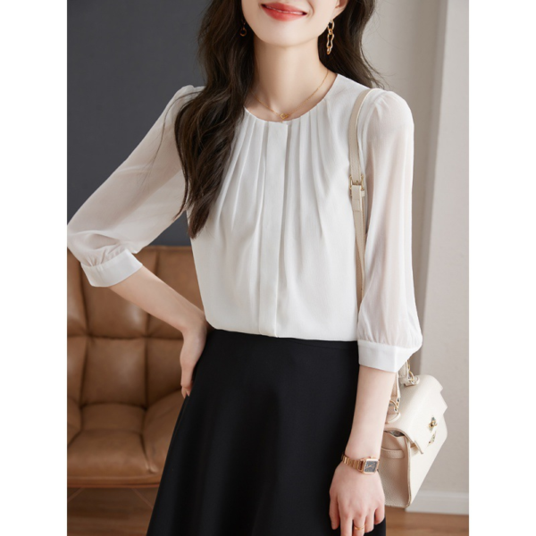 Spring Women's Three Quarter Sleeve Chiffon Shirt - Image 2